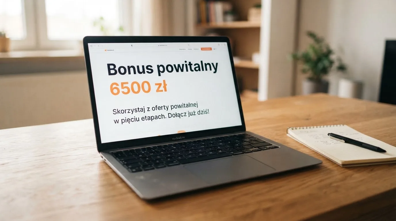 Ekran z warunkami bonusu powitalnego podczas rejestracji w kasynie online