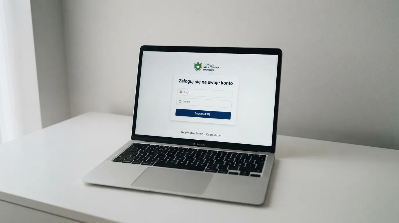 Strona logowania oficjalnej platformy Total Casino na ekranie laptopa, jedynego legalnego kasyna online w Polsce